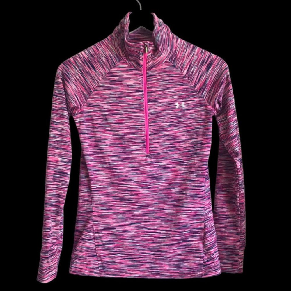 Under Armour Pink And Purple Marled All Season Half Zip Pullover Small